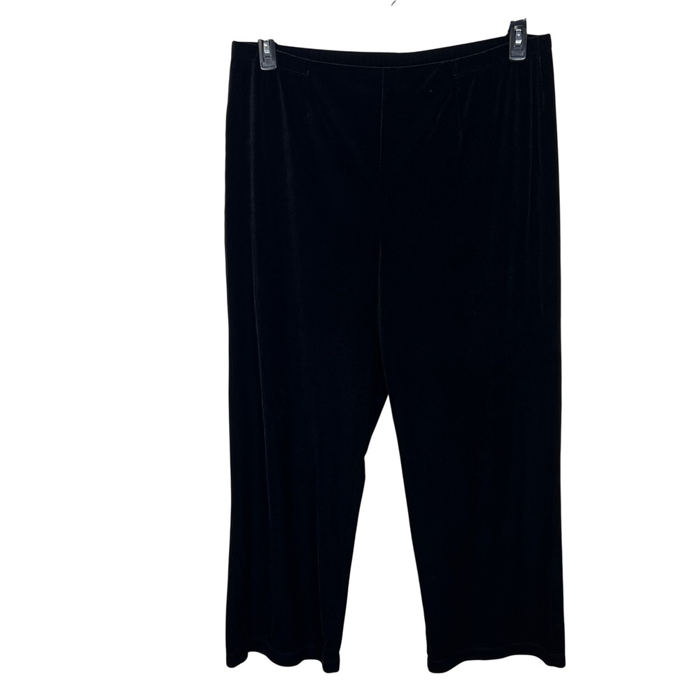Chico's Pants Womens 3 XL Black Travelers Velvet Straight Leg Pull On Comfort
